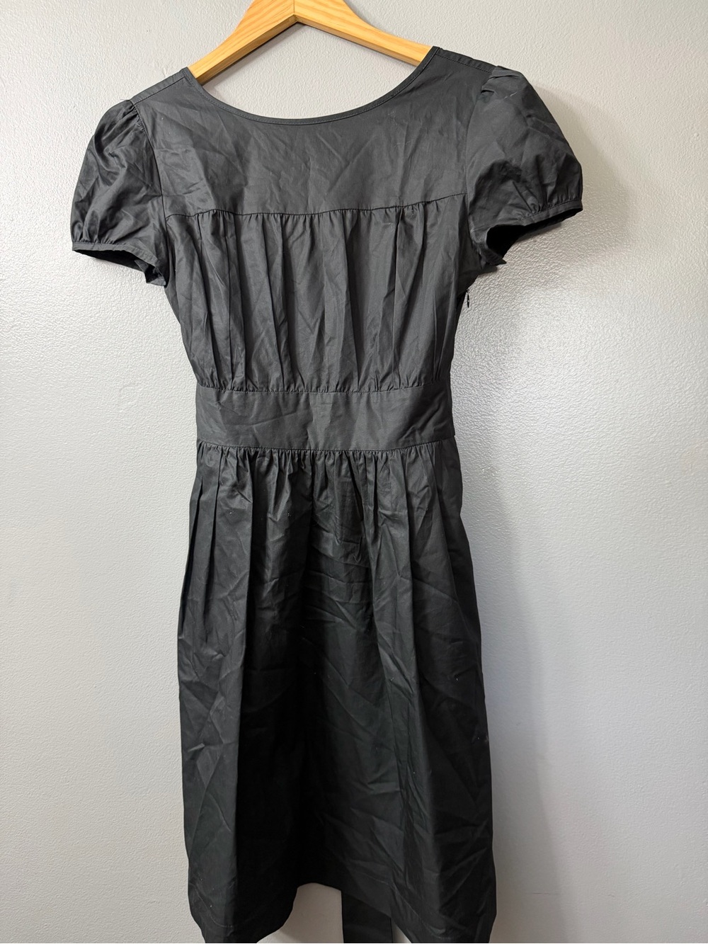 Theory Dilia Black Cotton Tie Waist Dress with Open Back Size 8
